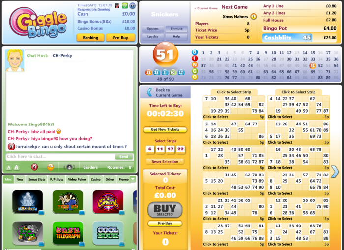 Giggle Bingo scherm